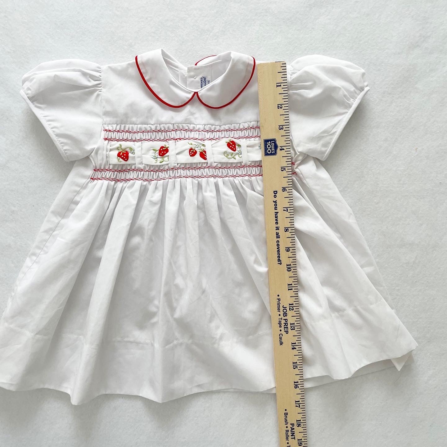 Strawberry Embroidered Dress - Yellow Clover Vintage Kids Clothes