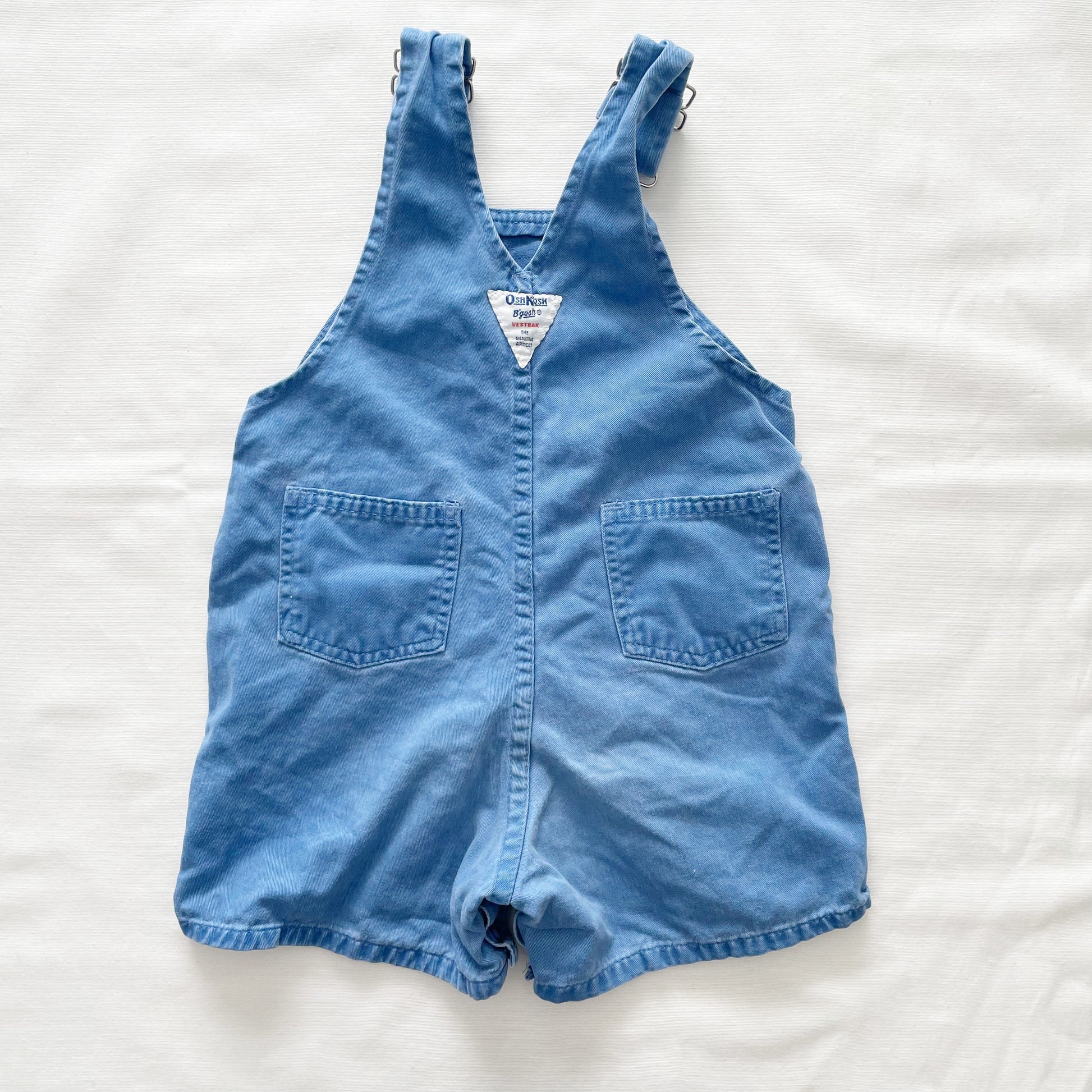 OshKosh Dusty Blue Shortalls - Yellow Clover Vintage Kids Clothes