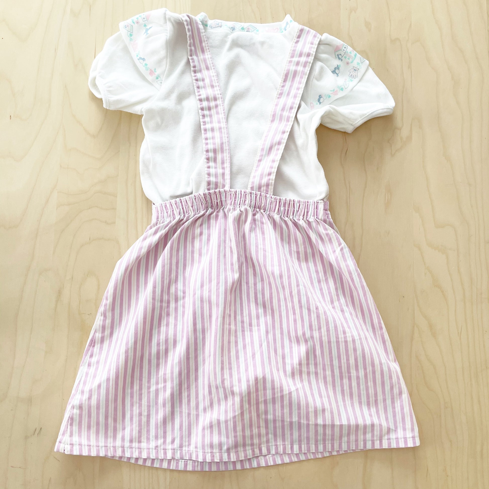 Vintage OshKosh Lilac Striped Skirtall Set - Yellow Clover Vintage Kids Clothes