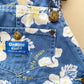 OshKosh Tropical Flower Blue Skirtall - Yellow Clover Vintage Kids Clothes