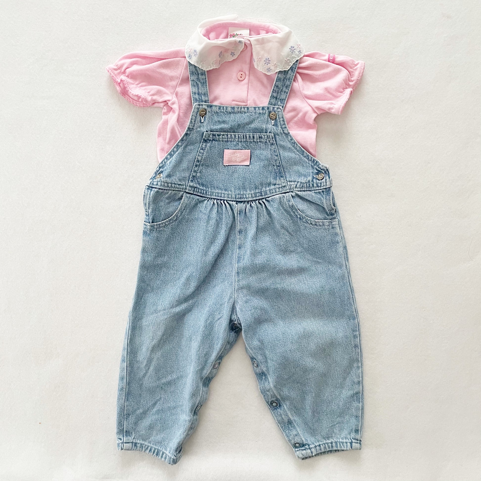 Vintage OshKosh Baby B’gosh Light Wash Bubble Overalls