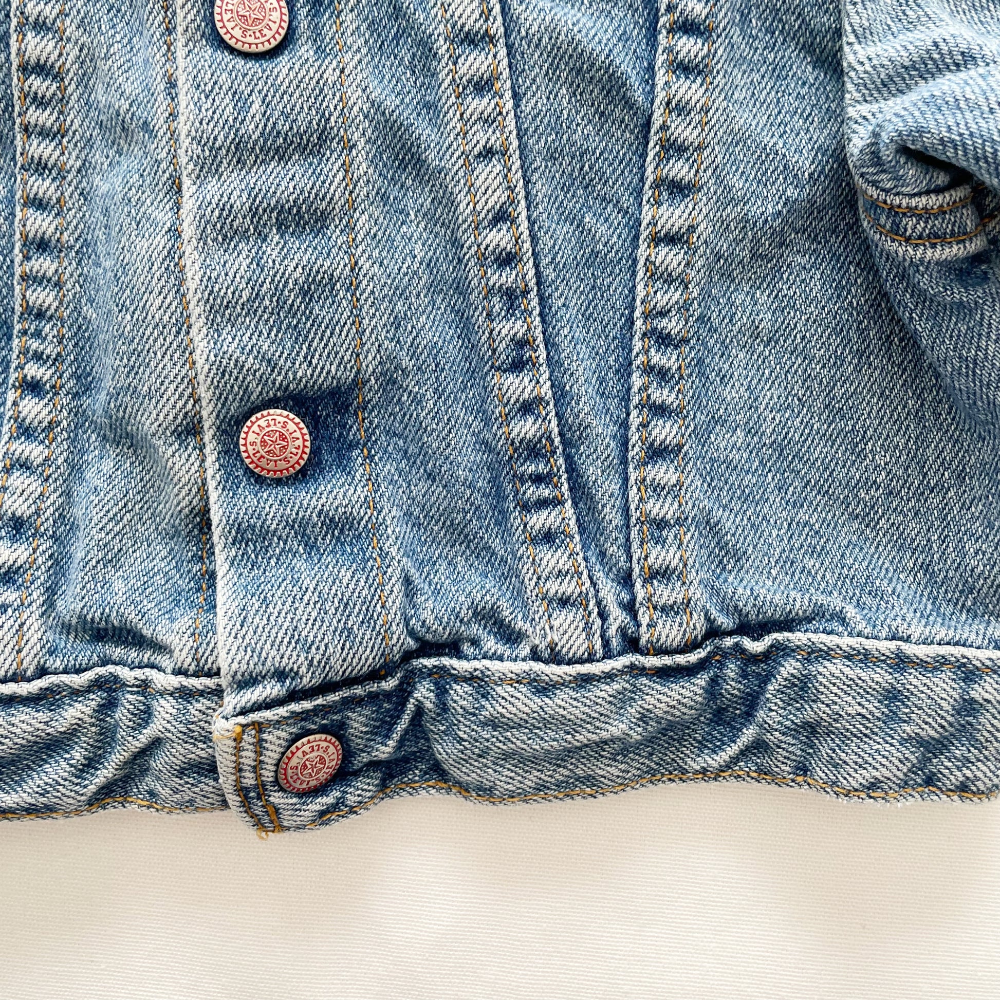 Levi’s Medium Wash White Tab Denim Jacket • 12m - Yellow Clover Vintage Kids Clothes