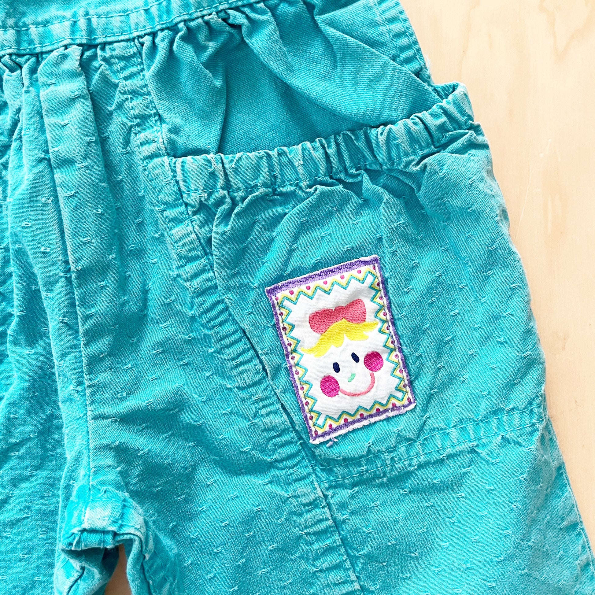 OshKosh Turquoise Patch Overalls - Yellow Clover Vintage Kids Clothes