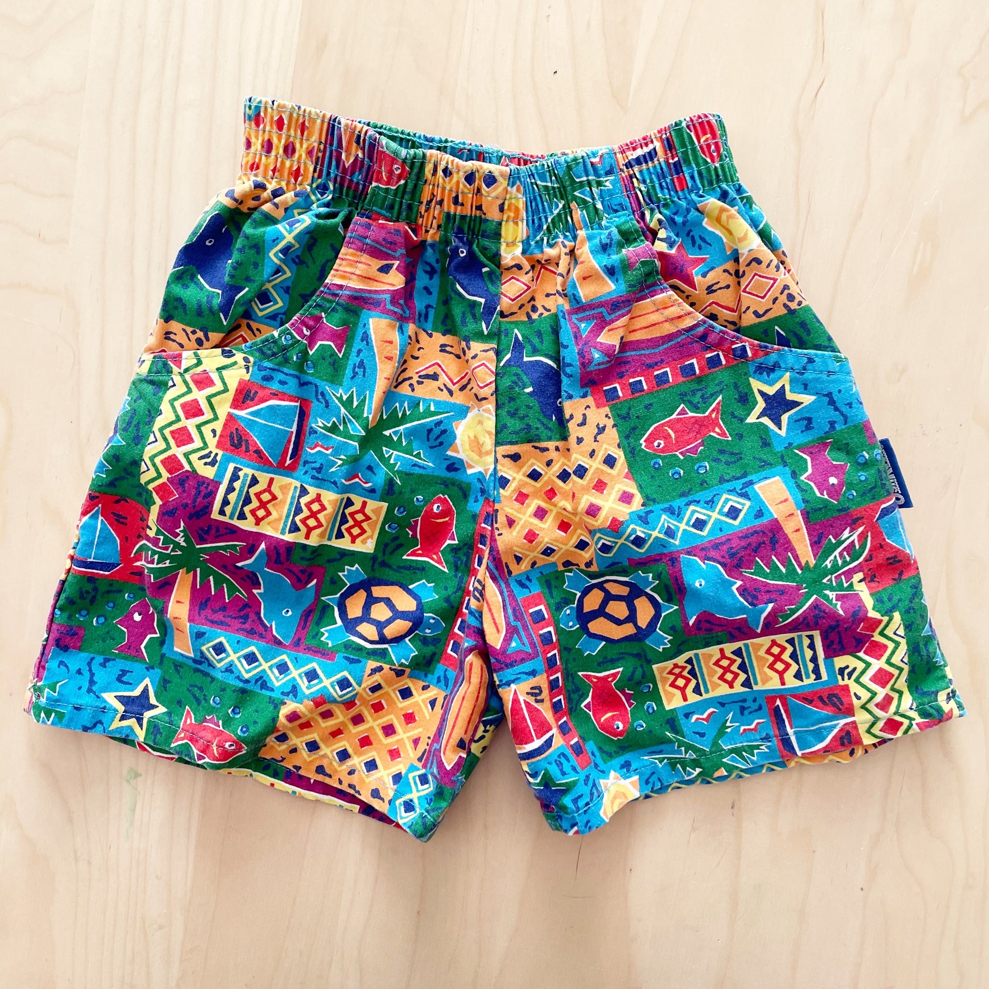 OshKosh Tropical Fish Pull On Shorts - Yellow Clover Vintage Kids Clothes