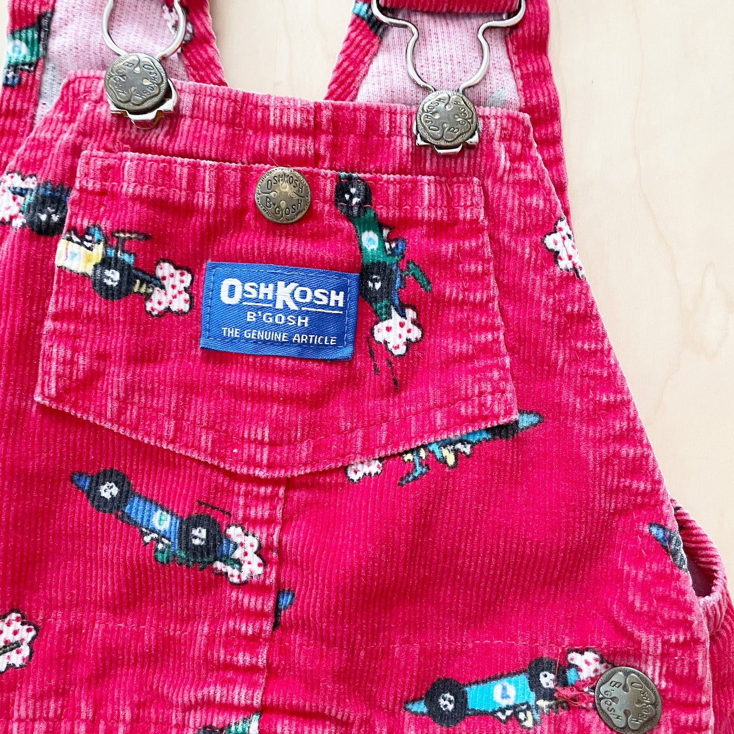 OshKosh Race Car Cord Overalls - Yellow Clover Vintage Kids Clothes