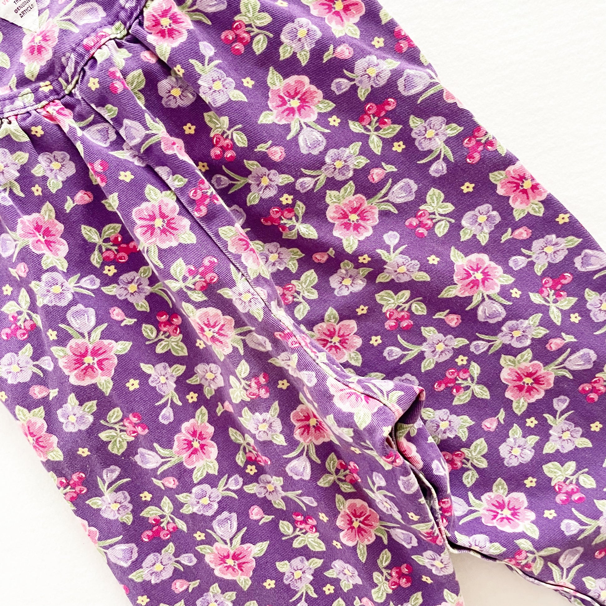 OshKosh Purple Pansy Overalls - Yellow Clover Vintage Kids Clothes