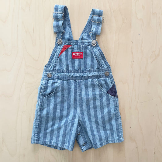 OshKosh Chambray Stripe Shortalls with Embossed Back - Yellow Clover Vintage Kids Clothes