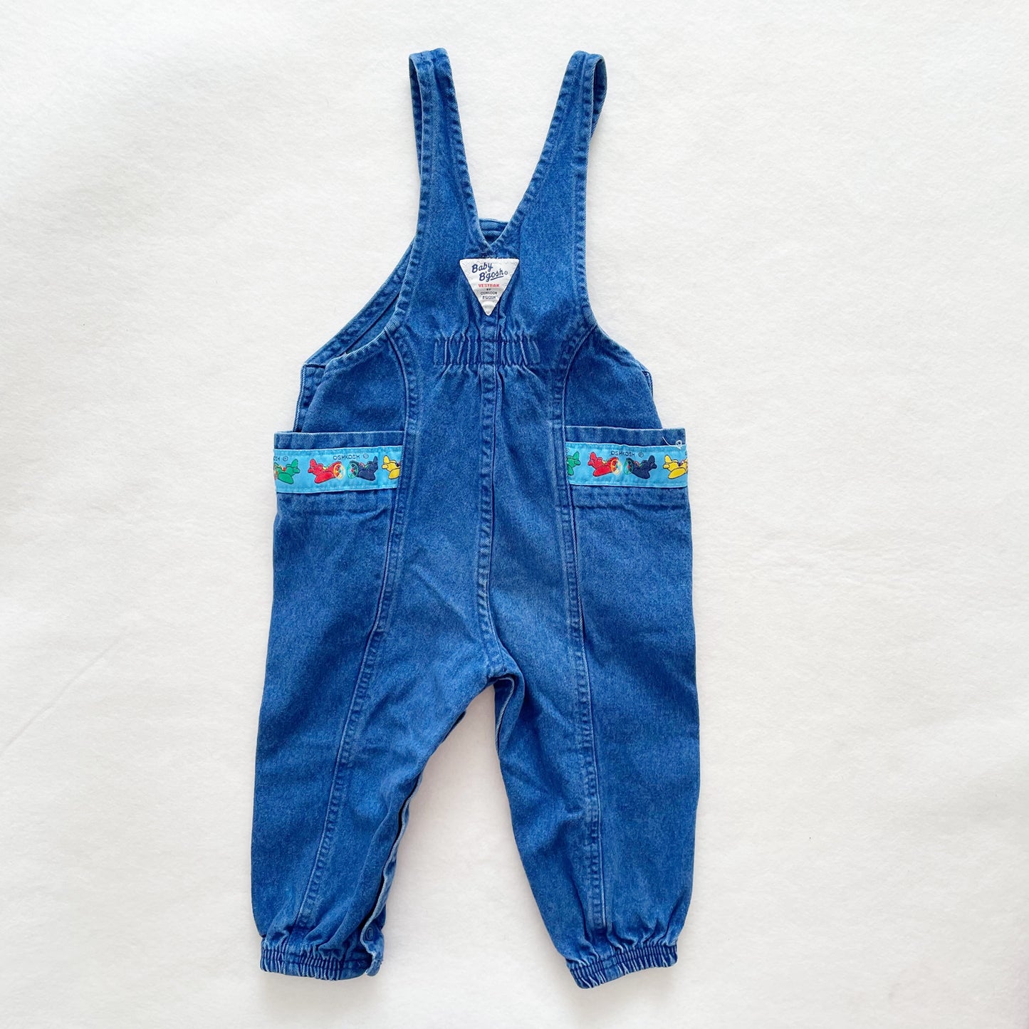 Baby B’gosh Blue Wash Airplane Bubble Overalls - Yellow Clover Vintage Kids Clothes