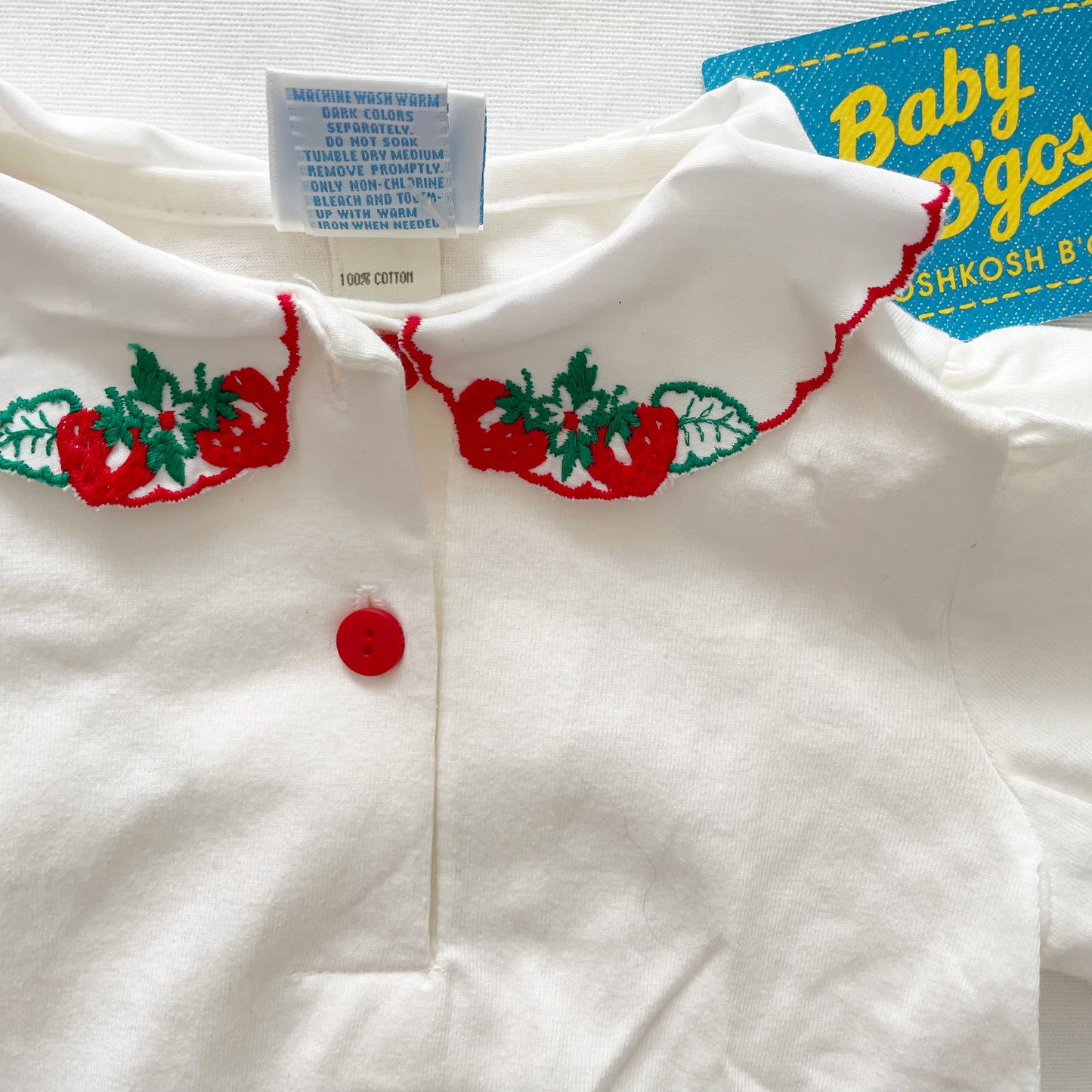 Baby B’gosh Strawberry Embroidered Collar Top - Yellow Clover Vintage Kids Clothes