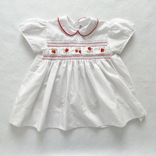 Strawberry Embroidered Dress - Yellow Clover Vintage Kids Clothes