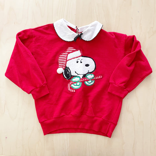 Snoopy Holiday Collared Sweatshirt - Yellow Clover Vintage Kids Clothes