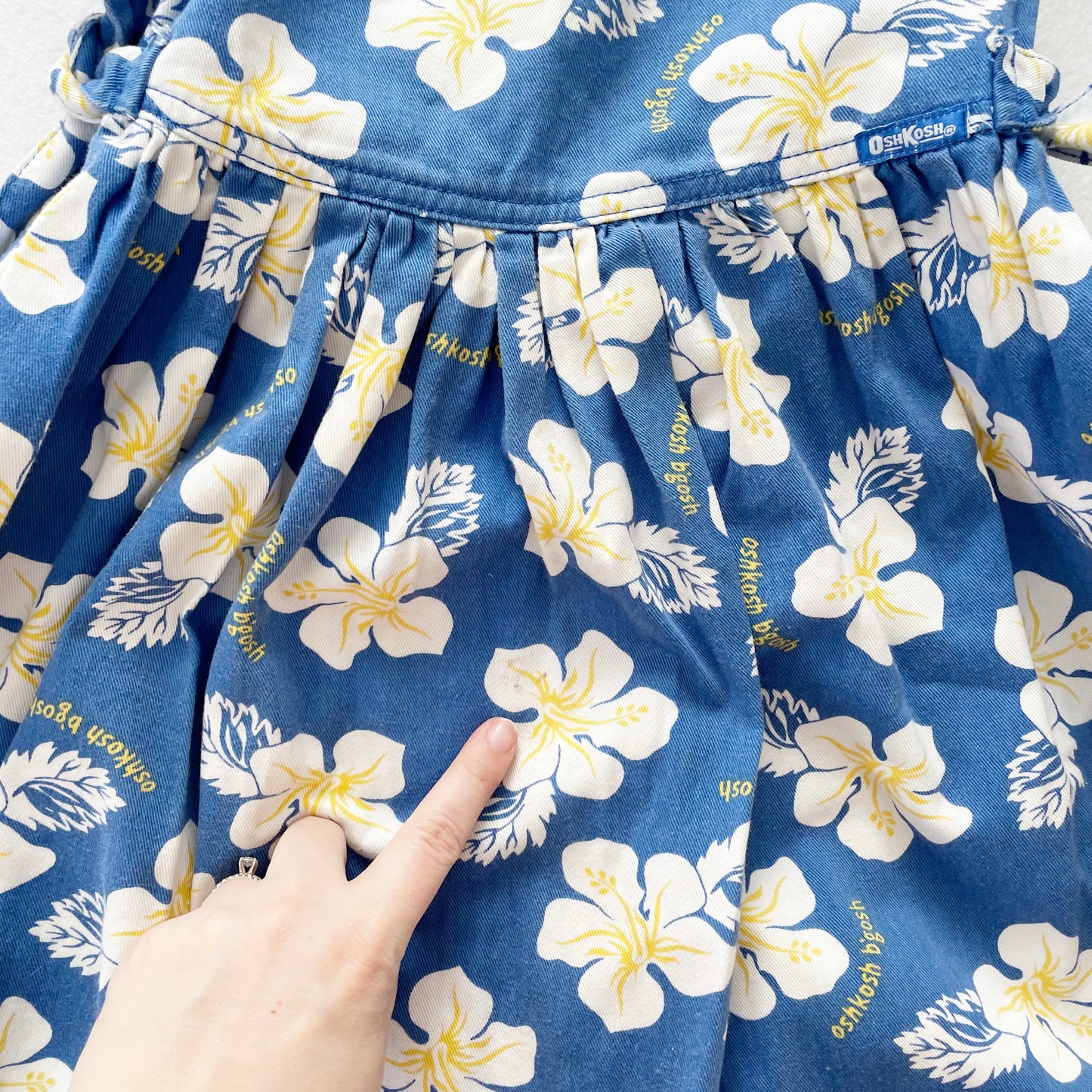 OshKosh Tropical Floral Side Tie Dress - Yellow Clover Vintage Kids Clothes