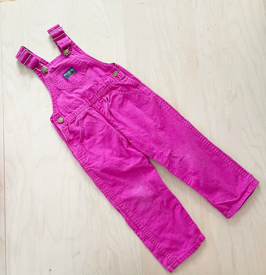 Vintage OshKosh Fuchsia Pink Overalls - Yellow Clover Vintage Kids Clothes