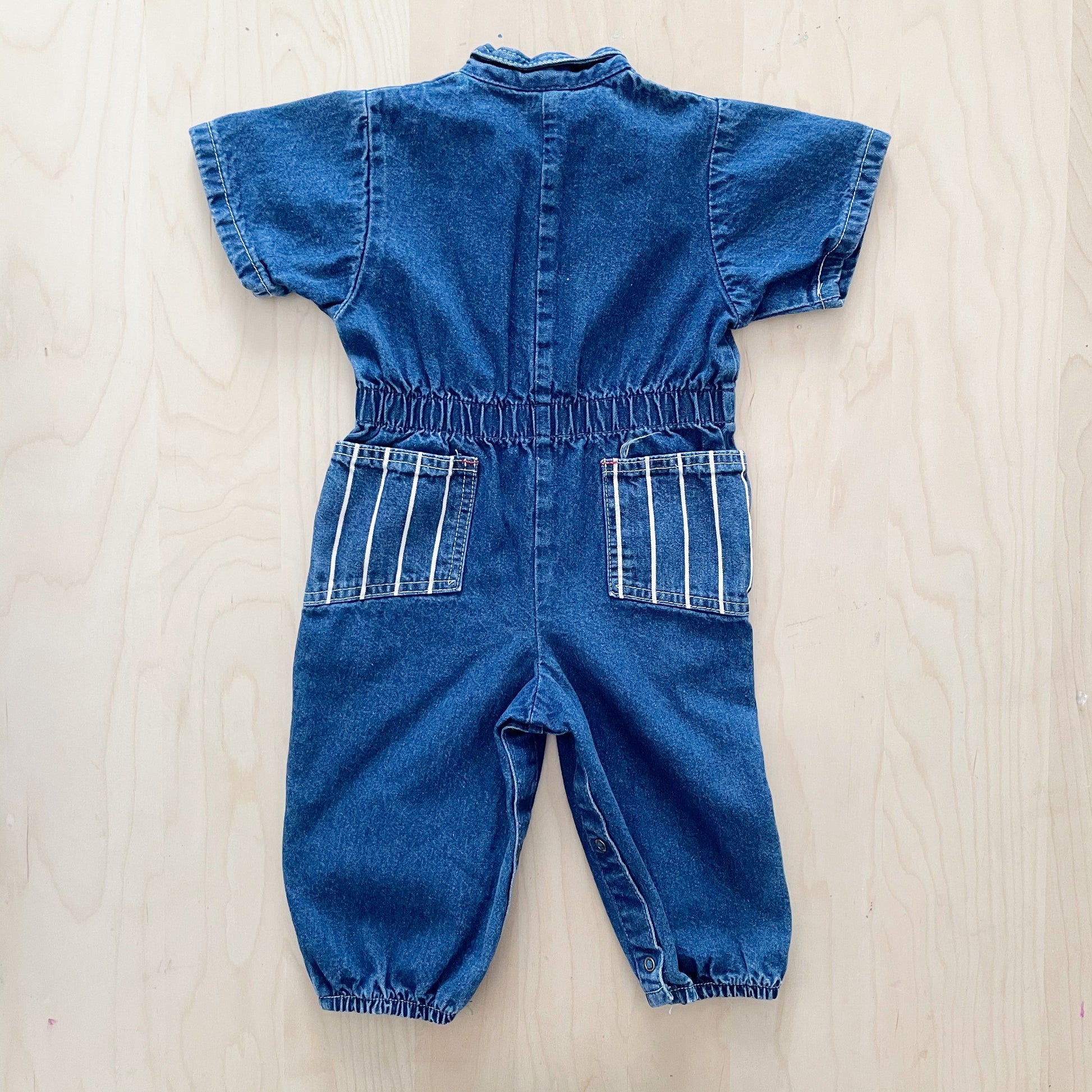OshKosh Denim Bandana Patch Jumpsuit - Yellow Clover Vintage Kids Clothes