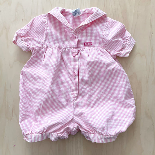OshKosh Gingham Stripe Bubble Romper - Yellow Clover Vintage Kids Clothes