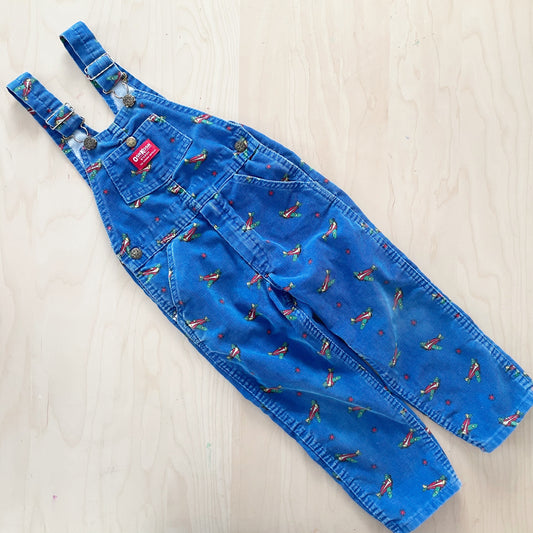OshKosh Airplane Print Overalls - Yellow Clover Vintage Kids Clothes