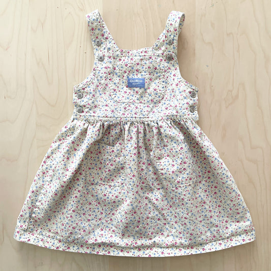 OshKosh Dainty Floral Print Pinafore - Yellow Clover Vintage Kids Clothes