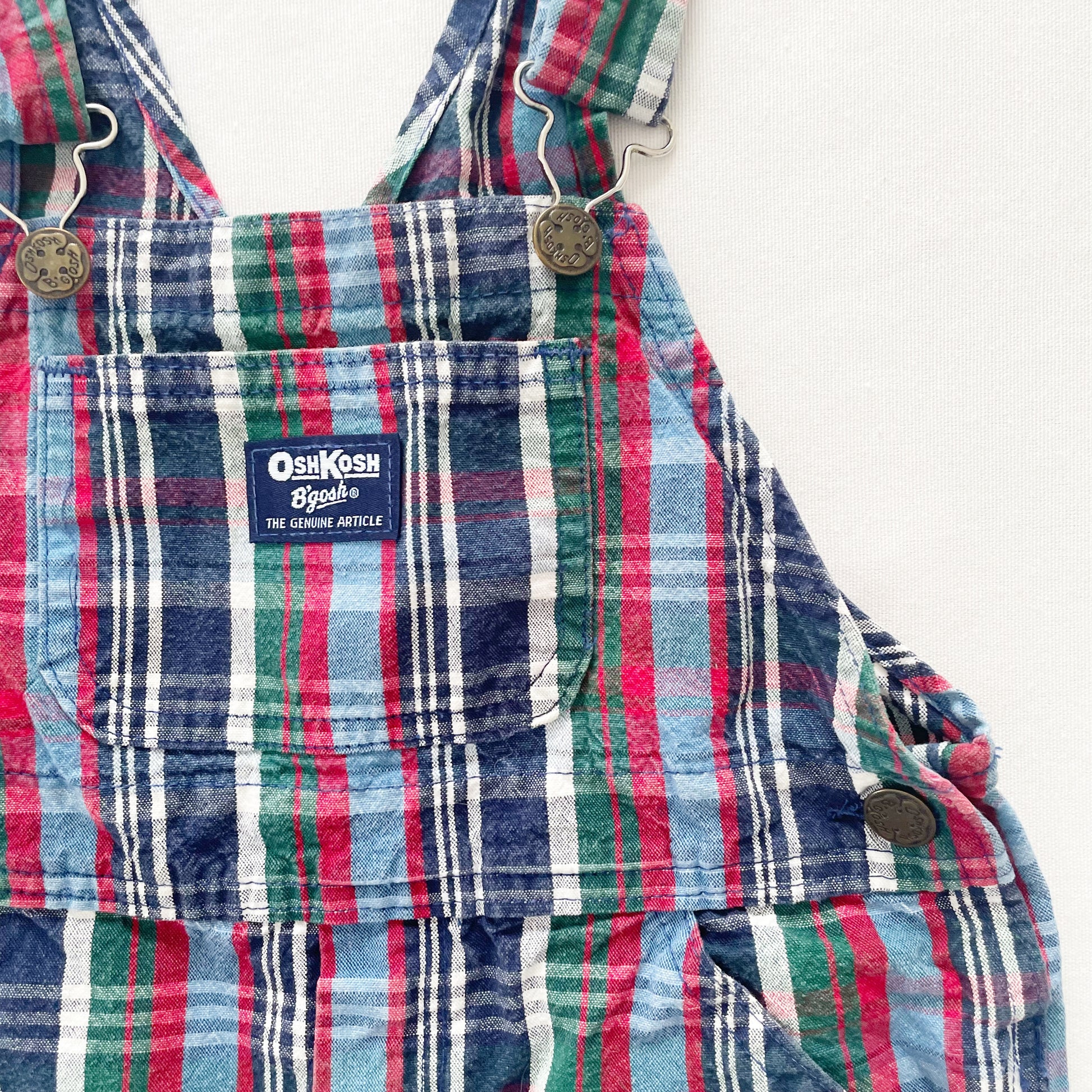 OshKosh Plaid Shortalls - Yellow Clover Vintage Kids Clothes