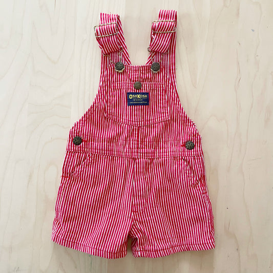 OshKosh Red Hickory Stripe Shortalls - Yellow Clover Vintage Kids Clothes