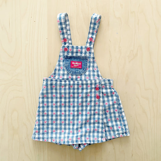 OshKosh Heart Woven Skort Shortalls - Yellow Clover Vintage Kids Clothes