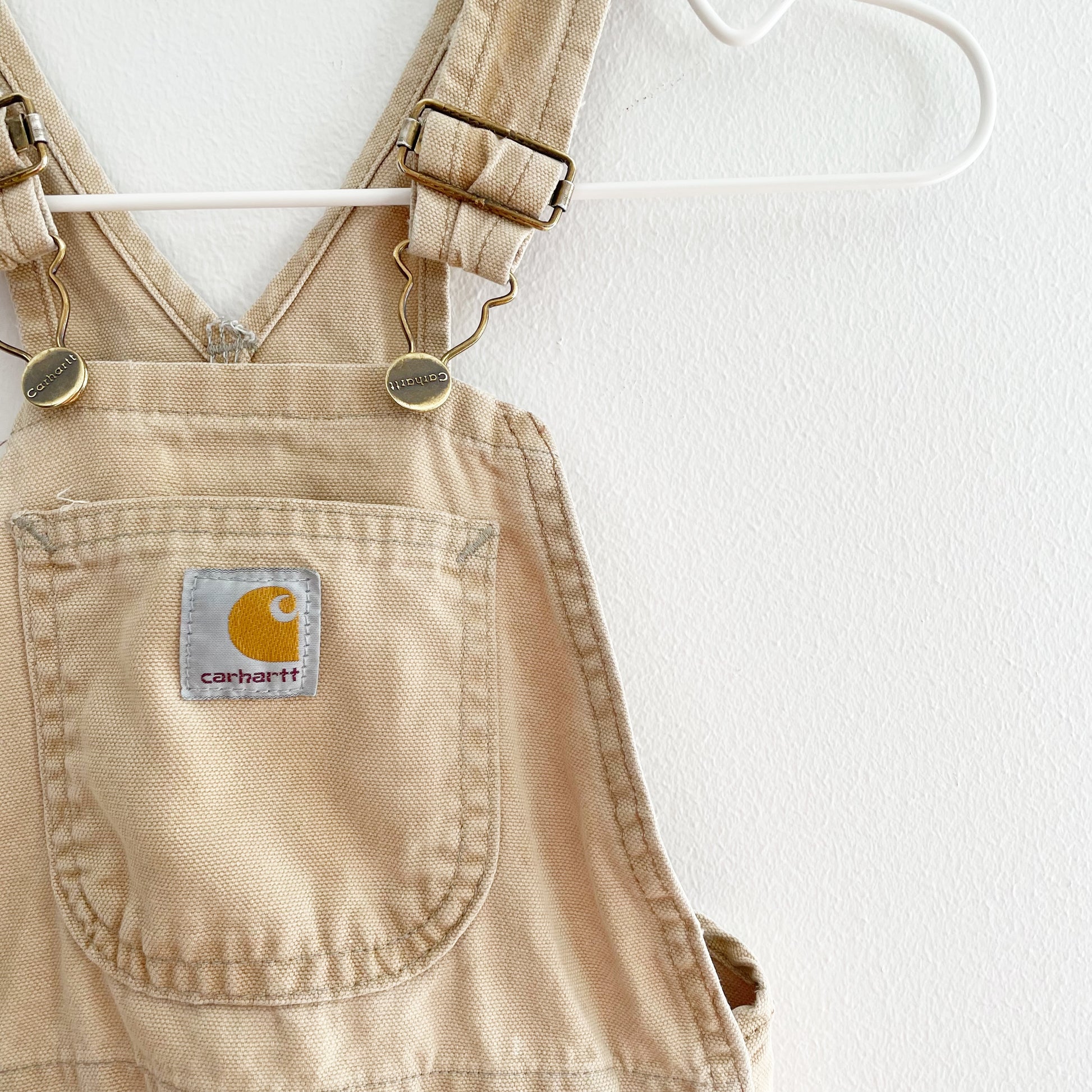 Carhartt Light Tan Reinforced Knee Overalls • 3T (?) - Yellow Clover Vintage Kids Clothes