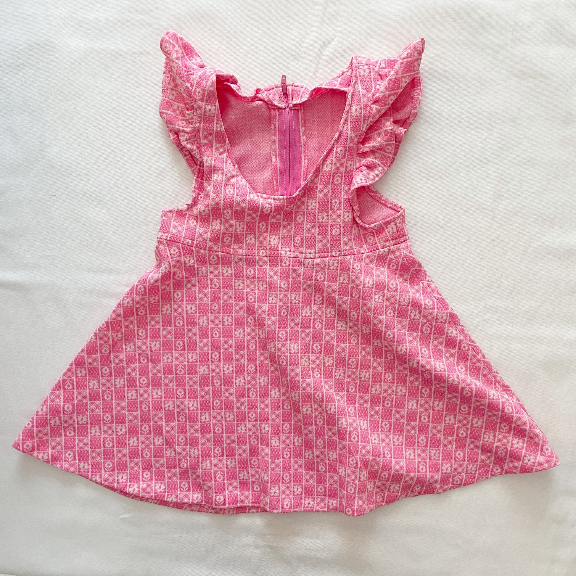 Vintage Pink Print Twirl Dress - Yellow Clover Vintage Kids Clothes