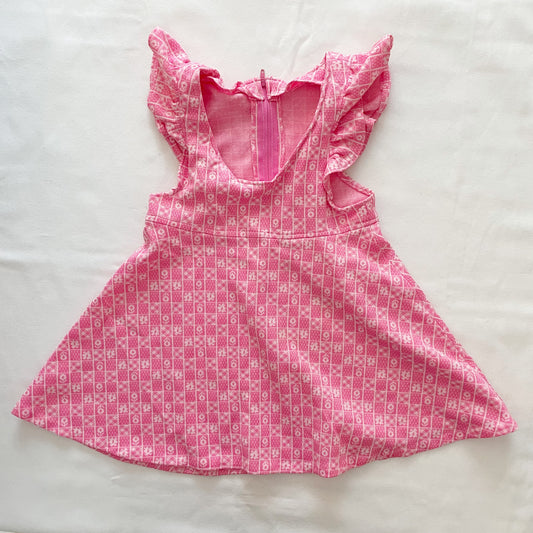 Vintage Pink Print Twirl Dress - Yellow Clover Vintage Kids Clothes