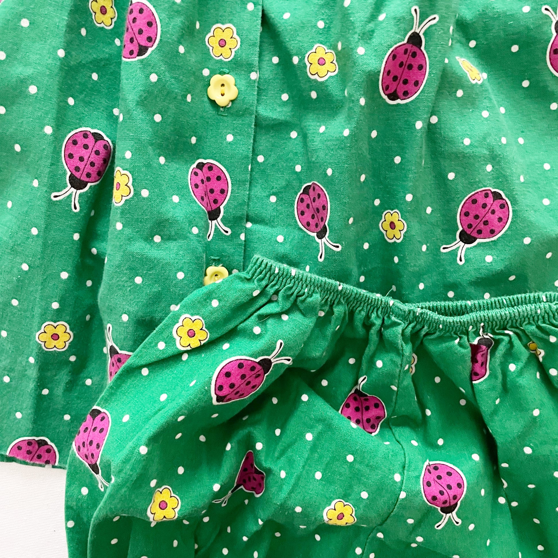 Austin & Ashley Ladybug Flower Dress Set - Yellow Clover Vintage Kids Clothes