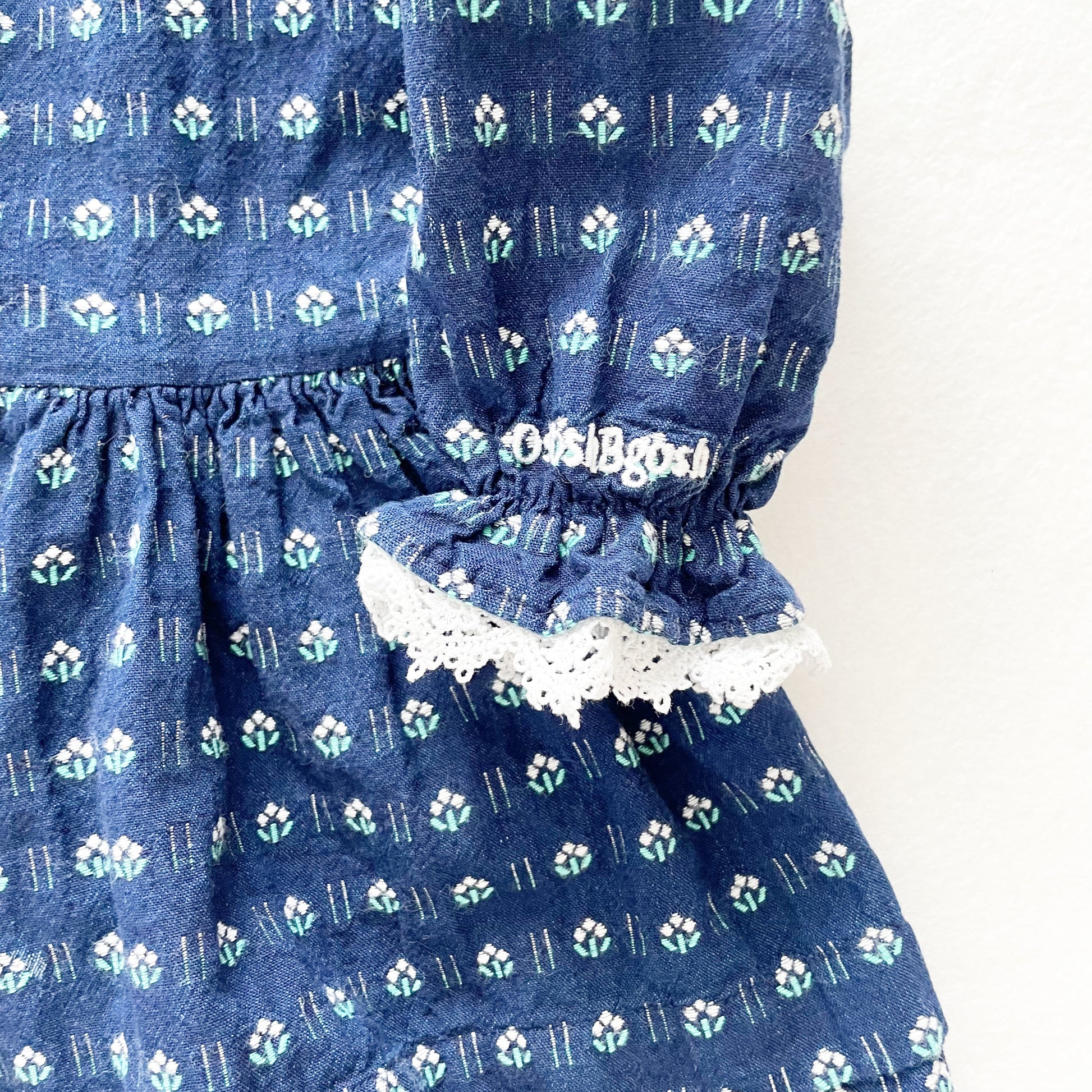 OshKosh Doily Collar Floral Woven Dress - Yellow Clover Vintage Kids Clothes