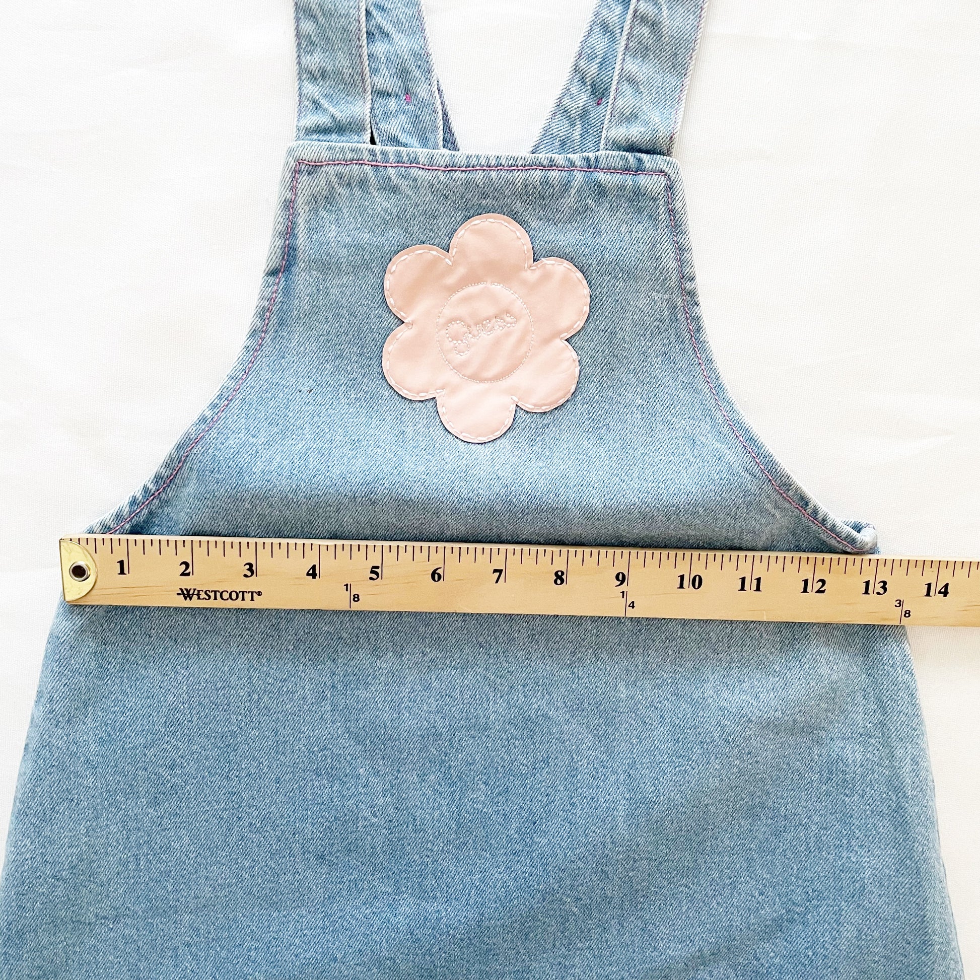 Guess Flower Appliqué Denim Dress - Yellow Clover Vintage Kids Clothes