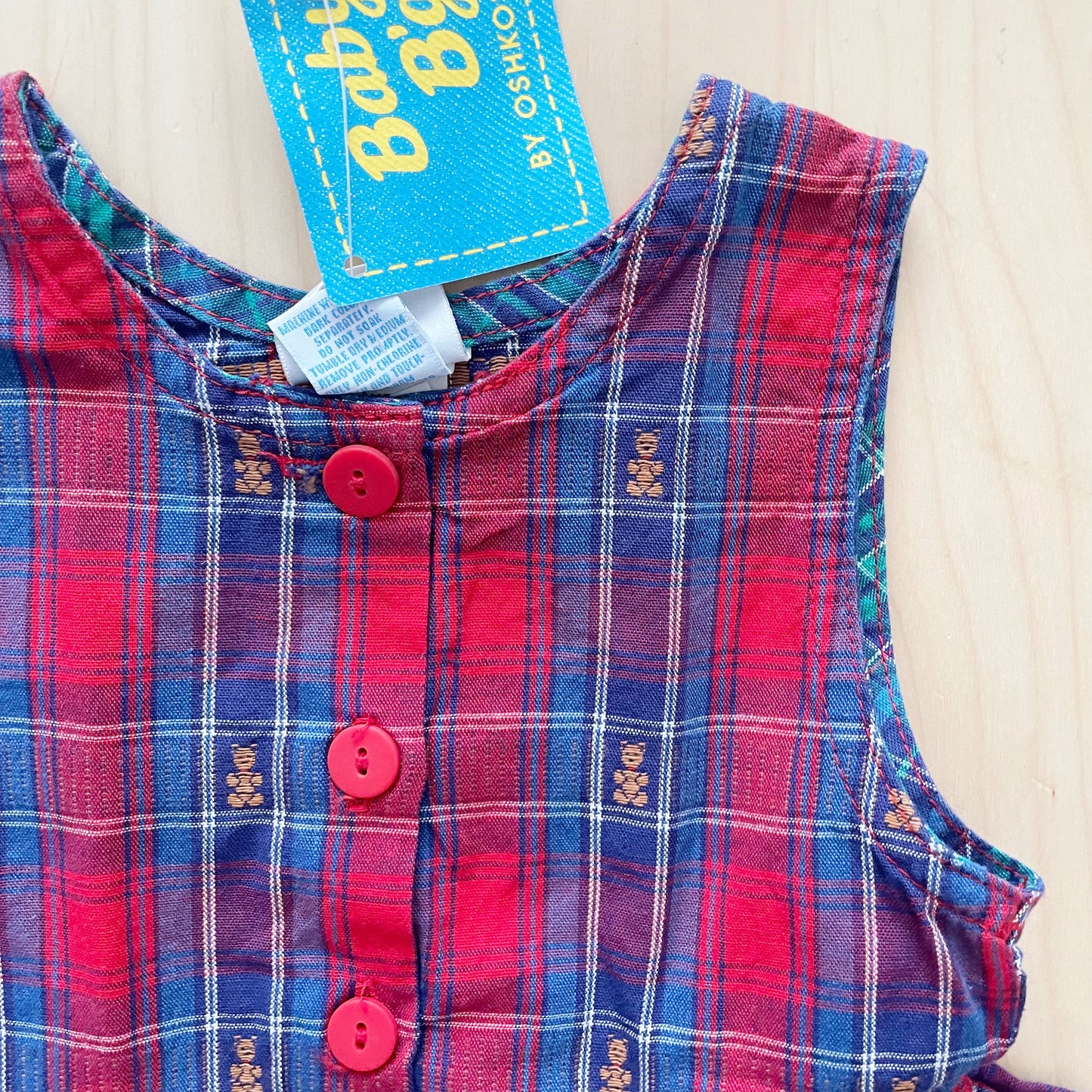 Baby B’gosh Bear Plaid Dress - Yellow Clover Vintage Kids Clothes