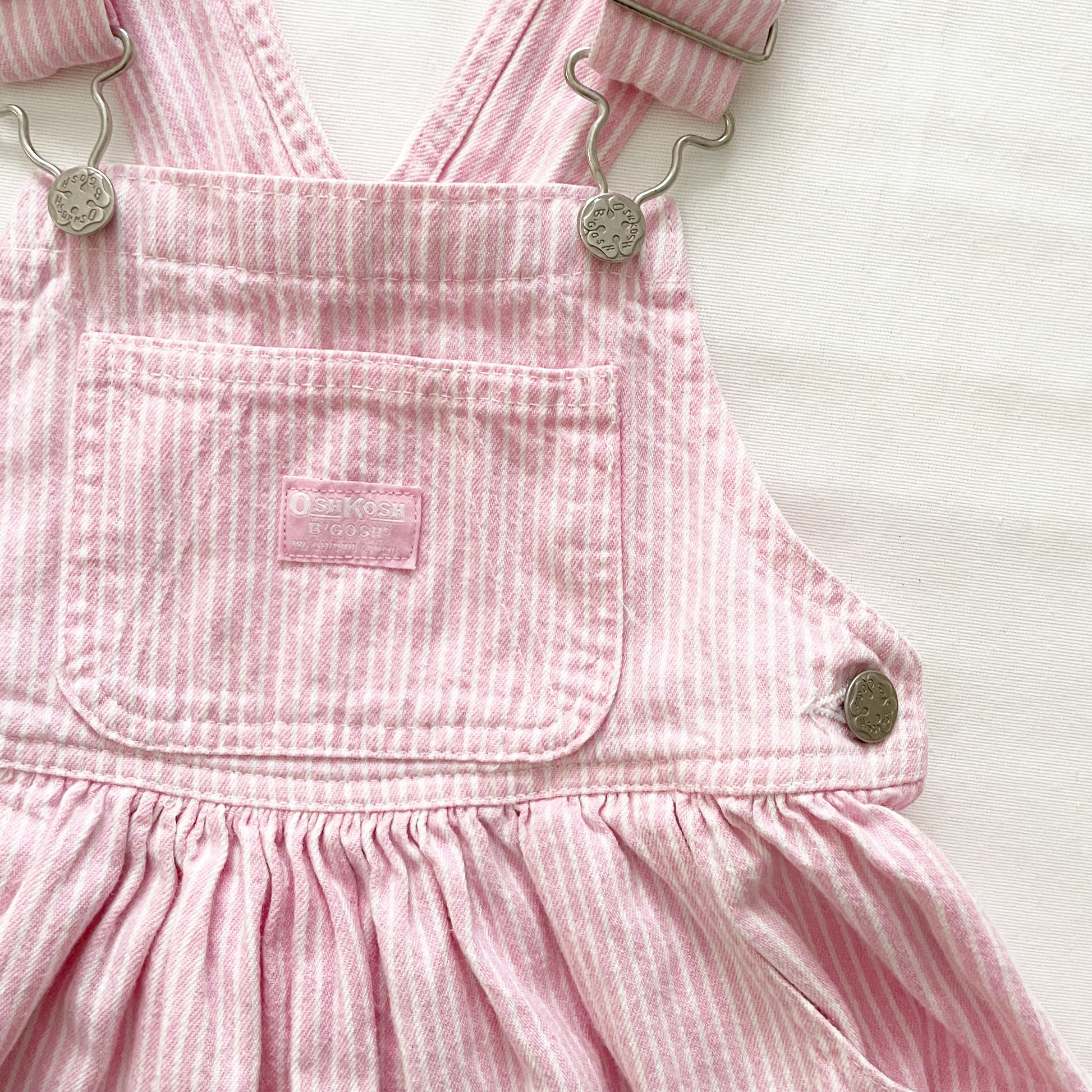OshKosh Pink Hickory Stripe Skirtall - Yellow Clover Vintage Kids Clothes