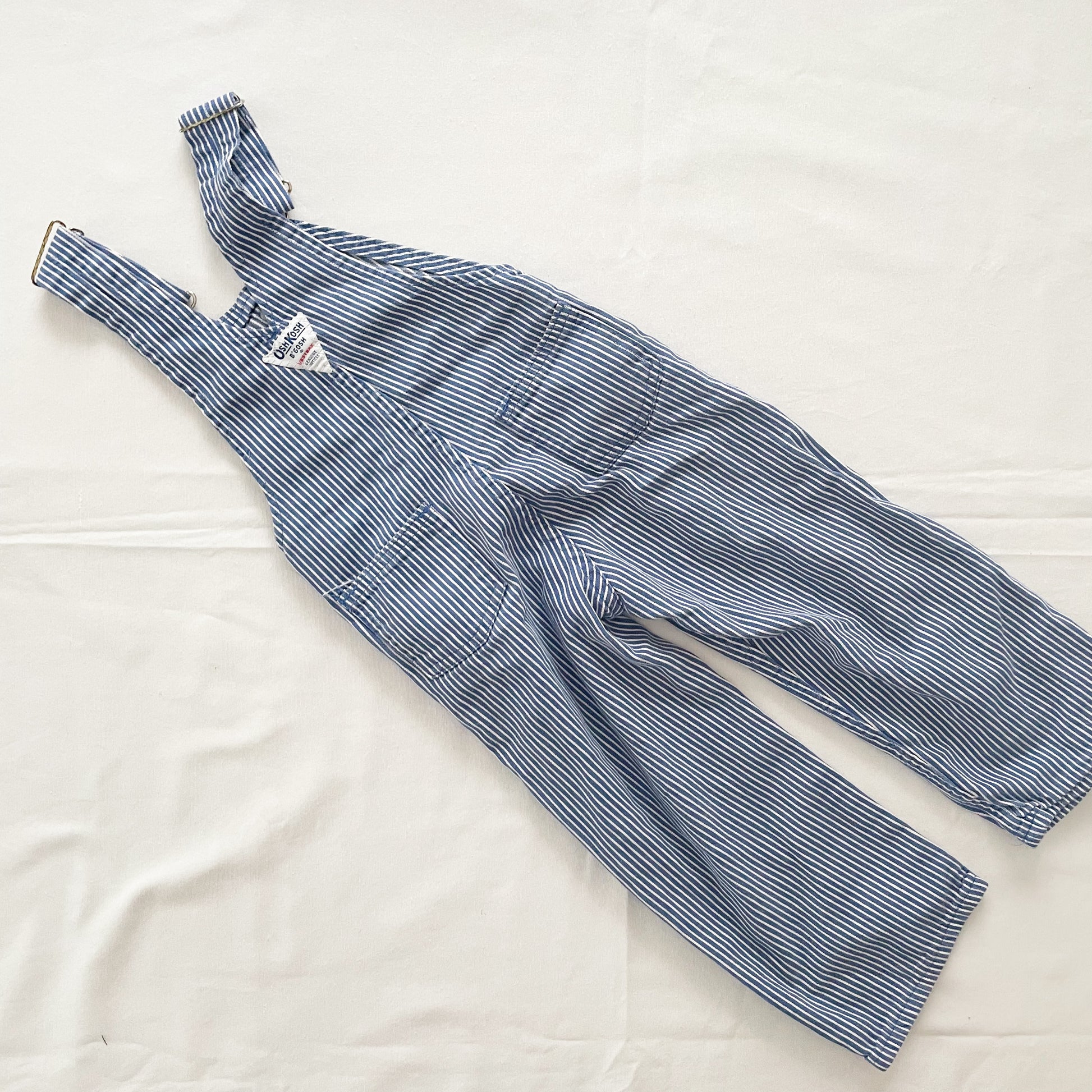 OshKosh Blue Hickory Stripe Overalls - Yellow Clover Vintage Kids Clothes