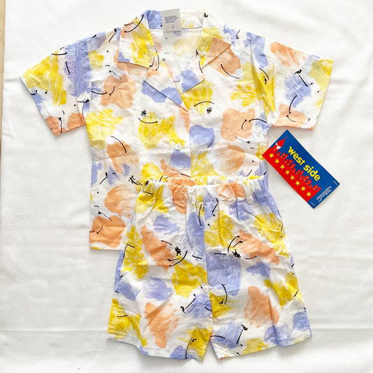 Abstract Print Button Up Shirt Set • 5T - Yellow Clover Vintage Kids Clothes