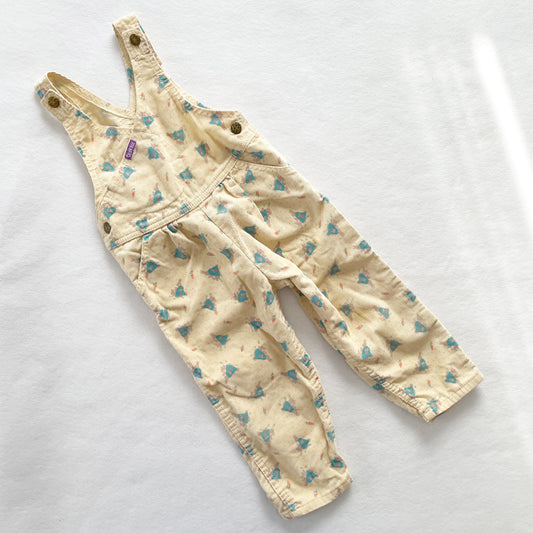 OshKosh Bunny Print Overalls - Yellow Clover Vintage Kids Clothes