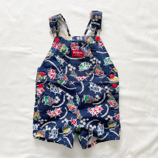 OshKosh Nautical Boat Print Shortalls - Yellow Clover Vintage Kids Clothes