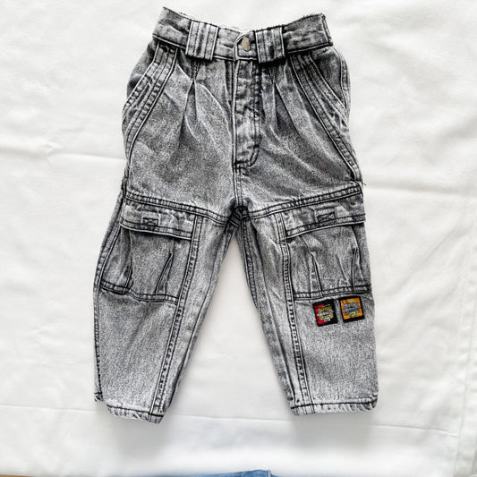 Lee Acid Wash Pleat Waist Patch Jeans • 2T - Yellow Clover Vintage Kids Clothes