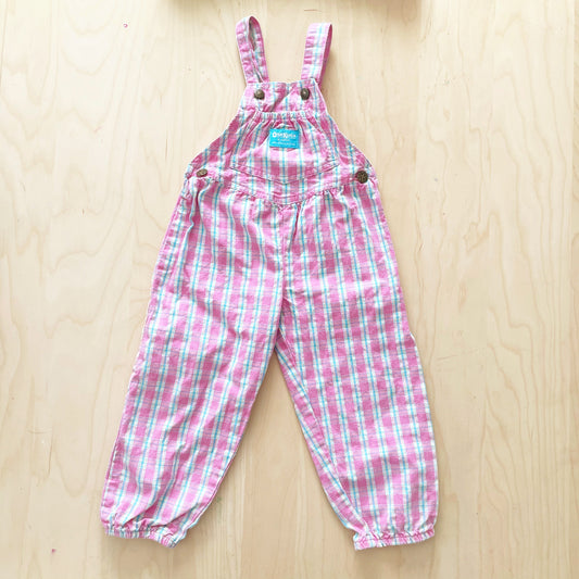 OshKosh Plaid Textured Bubble Overalls - Yellow Clover Vintage Kids Clothes