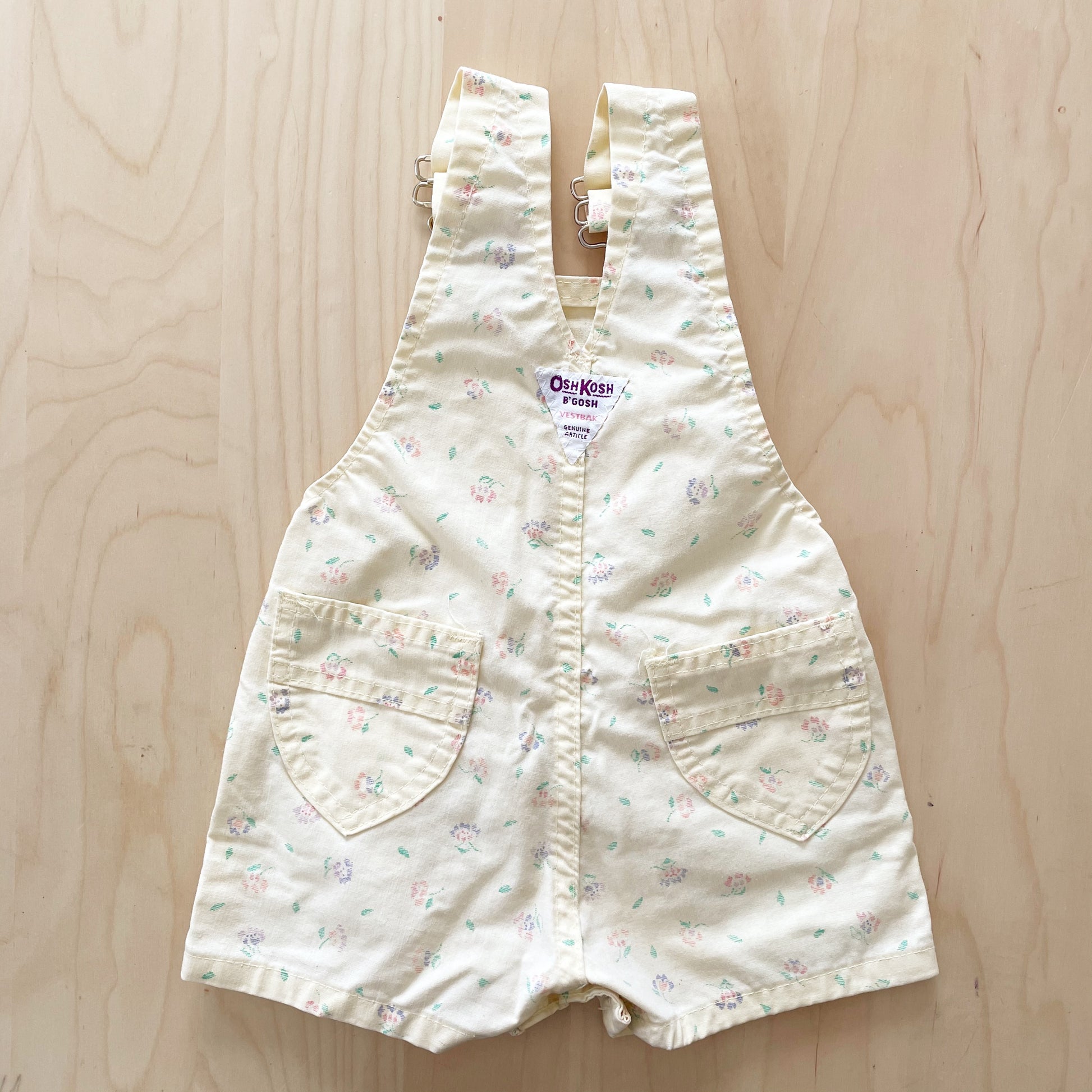 Vintage OshKosh Yellow Flower Print Shortalls - Yellow Clover Vintage Kids Clothes