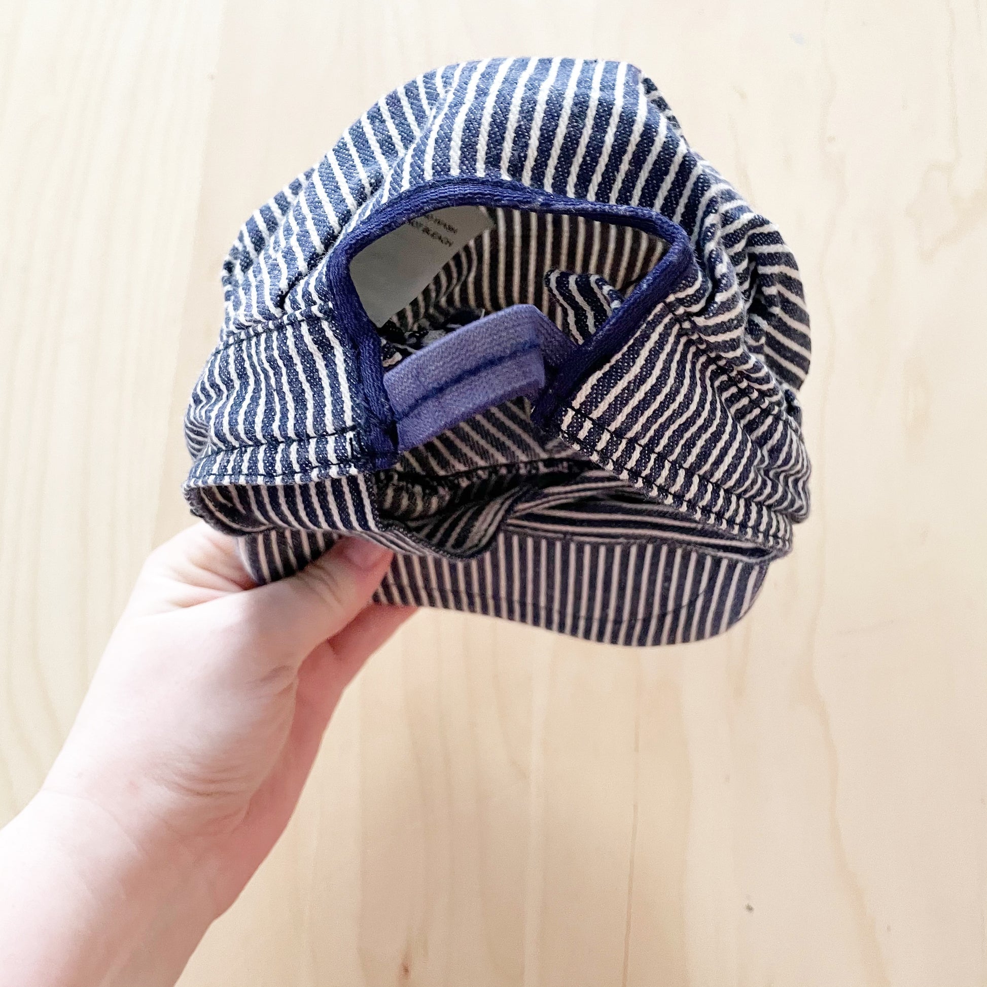 Vintage OshKosh Blue Engineer Stripe Hat - Yellow Clover Vintage Kids Clothes