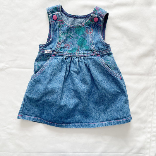 Lee Zoo Print Denim Pinafore Dress • 2T - Yellow Clover Vintage Kids Clothes