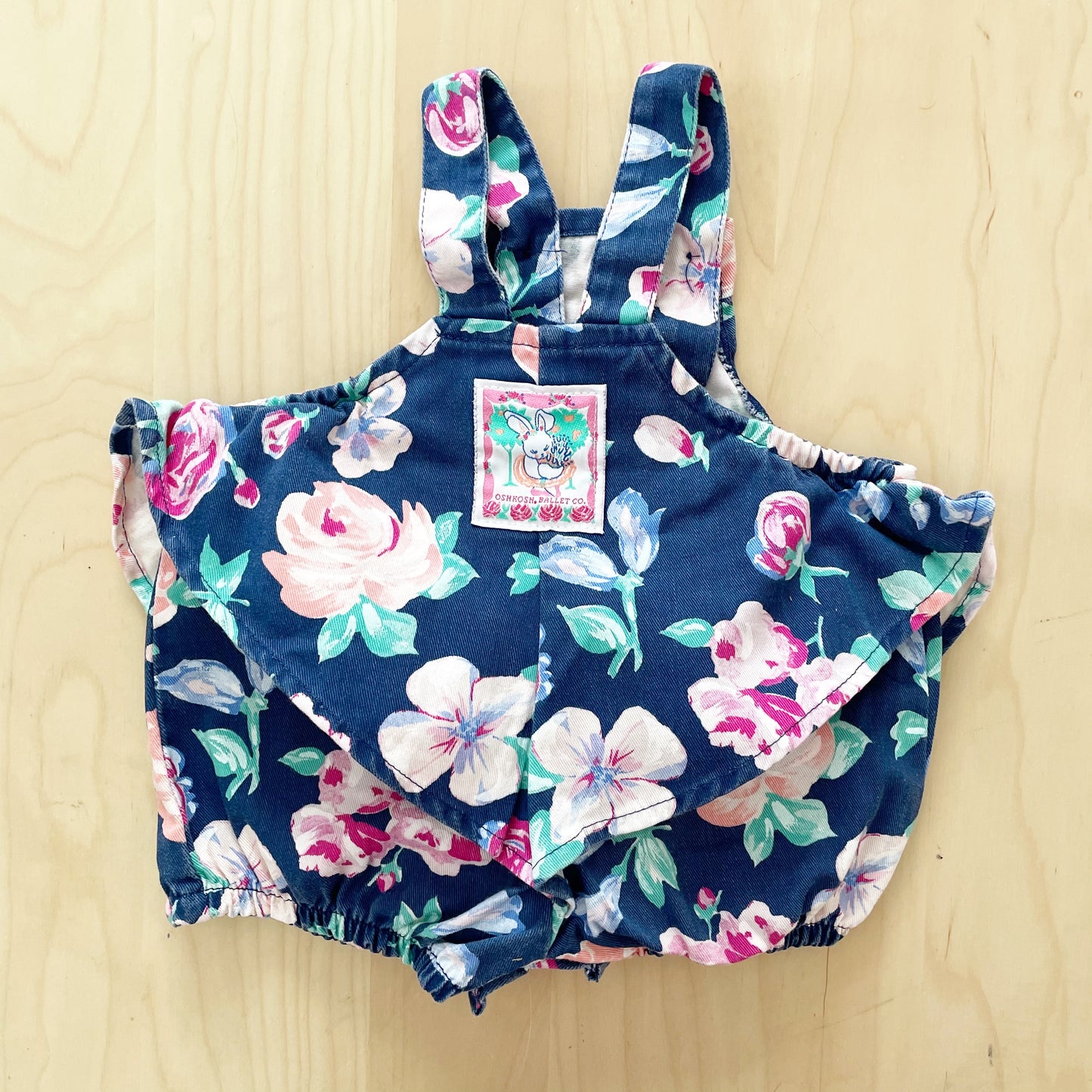Vintage OshKosh Floral Ballet Co Bubble Overalls Romper