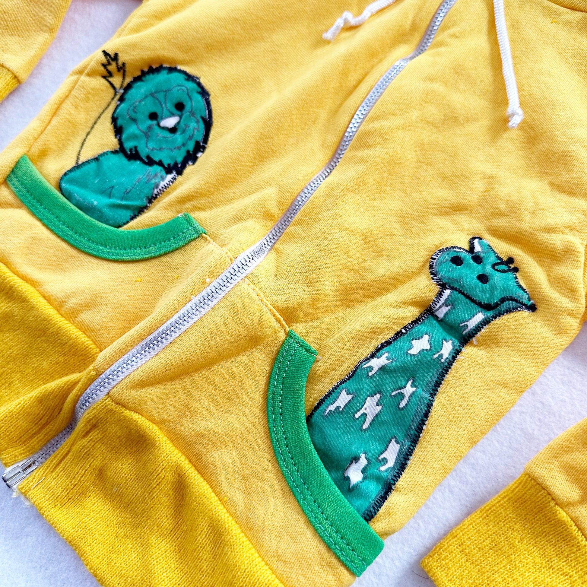 Wear Me Animal Pocket Hoodie - Yellow Clover Vintage Kids Clothes
