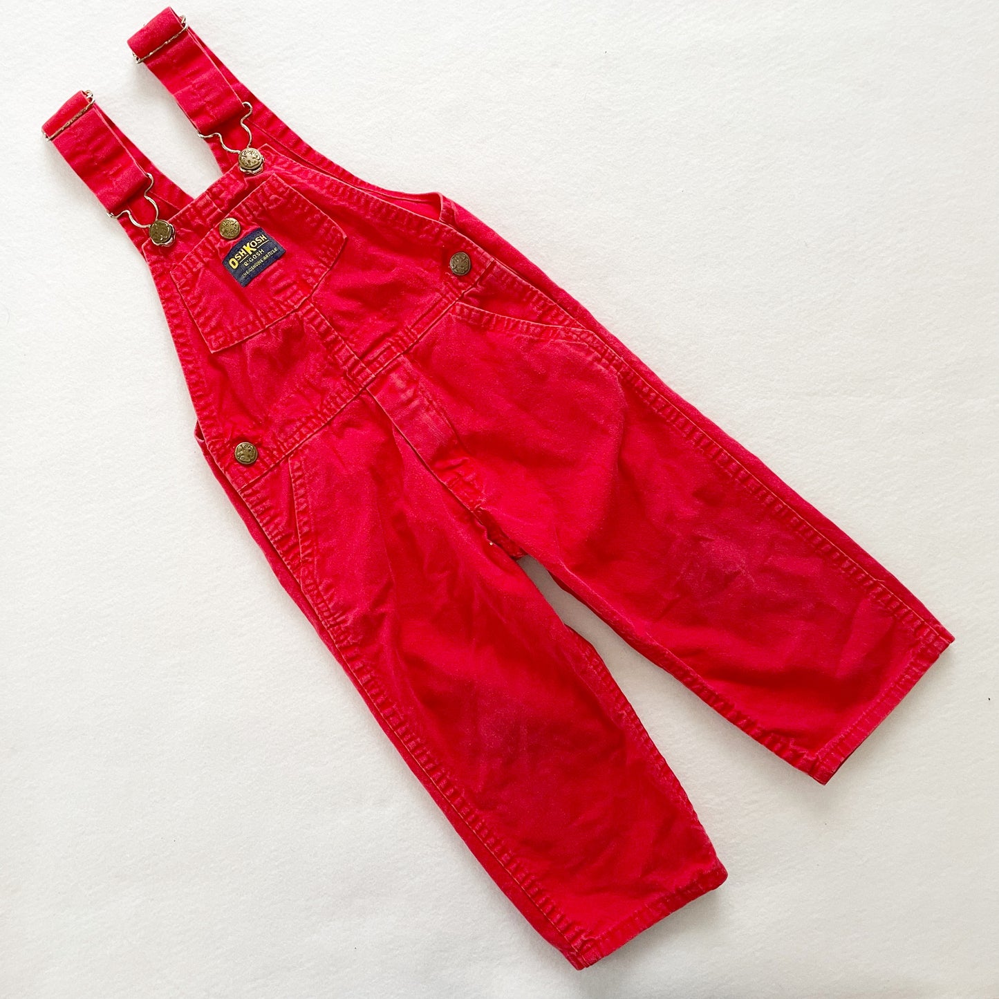 OshKosh Solid Red Overalls - Yellow Clover Vintage Kids Clothes
