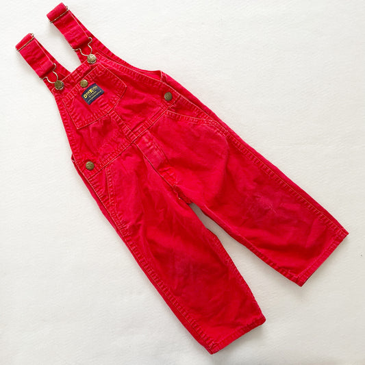 OshKosh Solid Red Overalls - Yellow Clover Vintage Kids Clothes