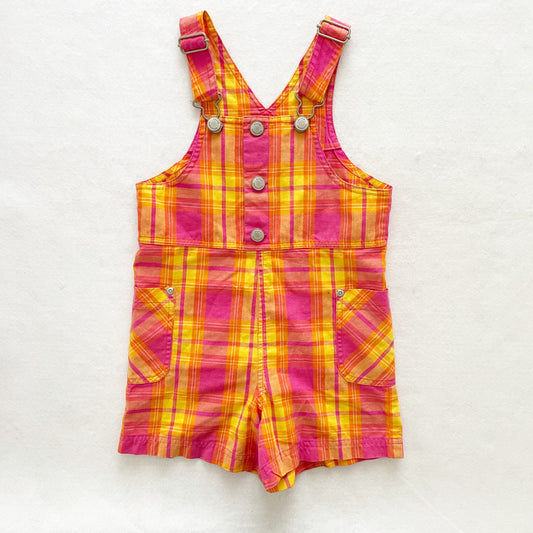 Hanna Andersson Plaid Shortalls - Yellow Clover Vintage Kids Clothes