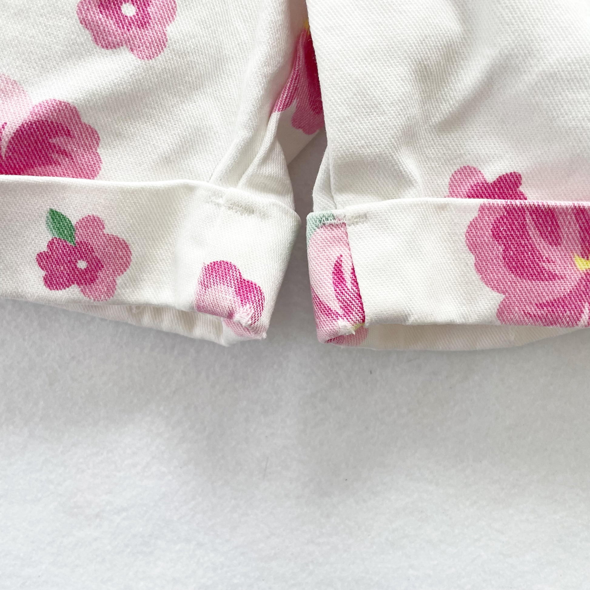 OshKosh Pink Flower Shortalls - Yellow Clover Vintage Kids Clothes