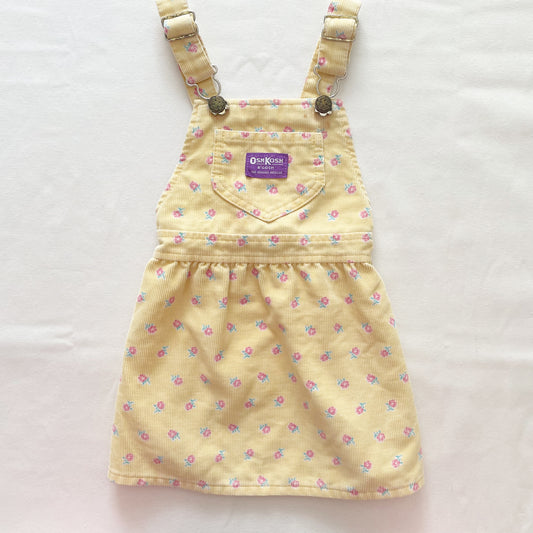 OshKosh Yellow Floral Cord Skirtall - Yellow Clover Vintage Kids Clothes