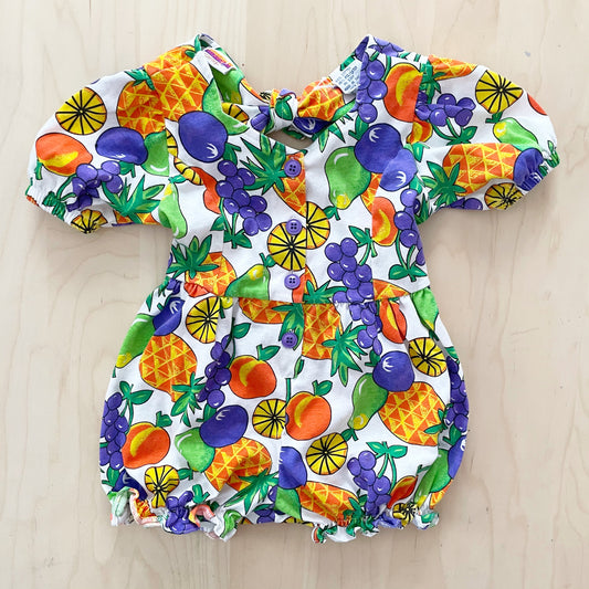 Vintage Fruit Print Romper - Yellow Clover Vintage Kids Clothes