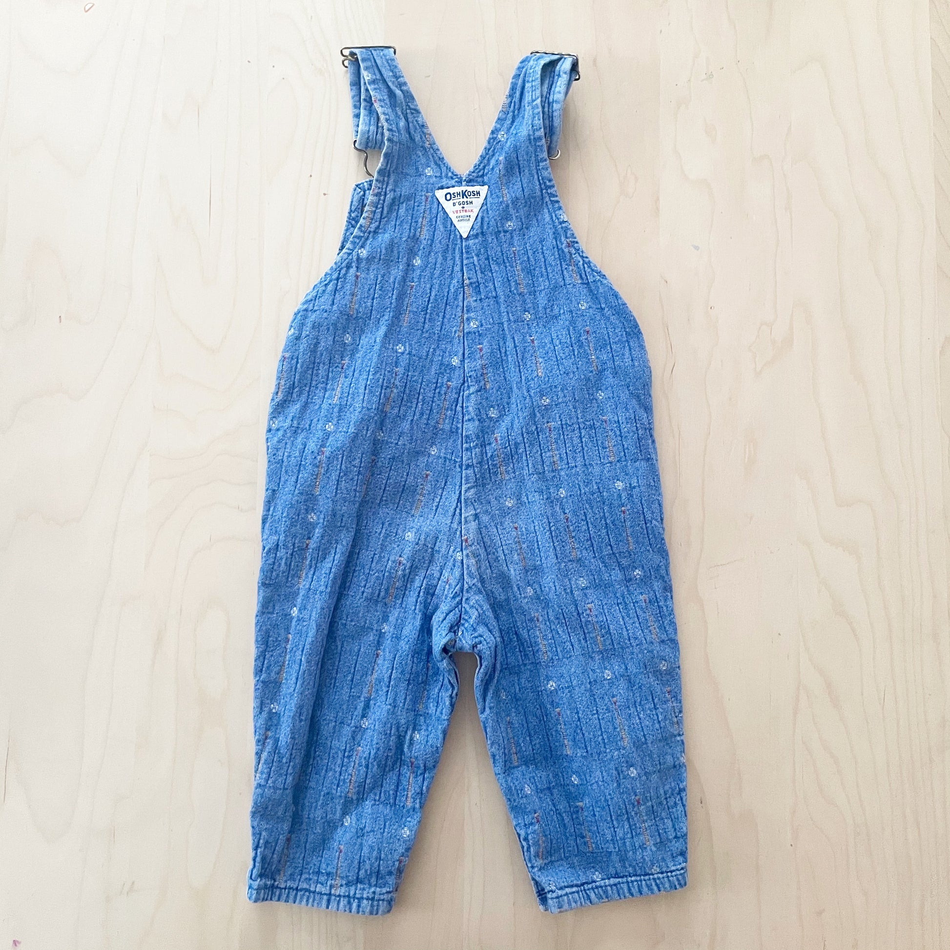 OshKosh Baseball Woven Overalls - Yellow Clover Vintage Kids Clothes